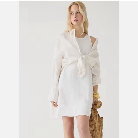 J. Crew Dresses & Skirts - J.Crew Maxine Button Back Linen Shift Dress, White